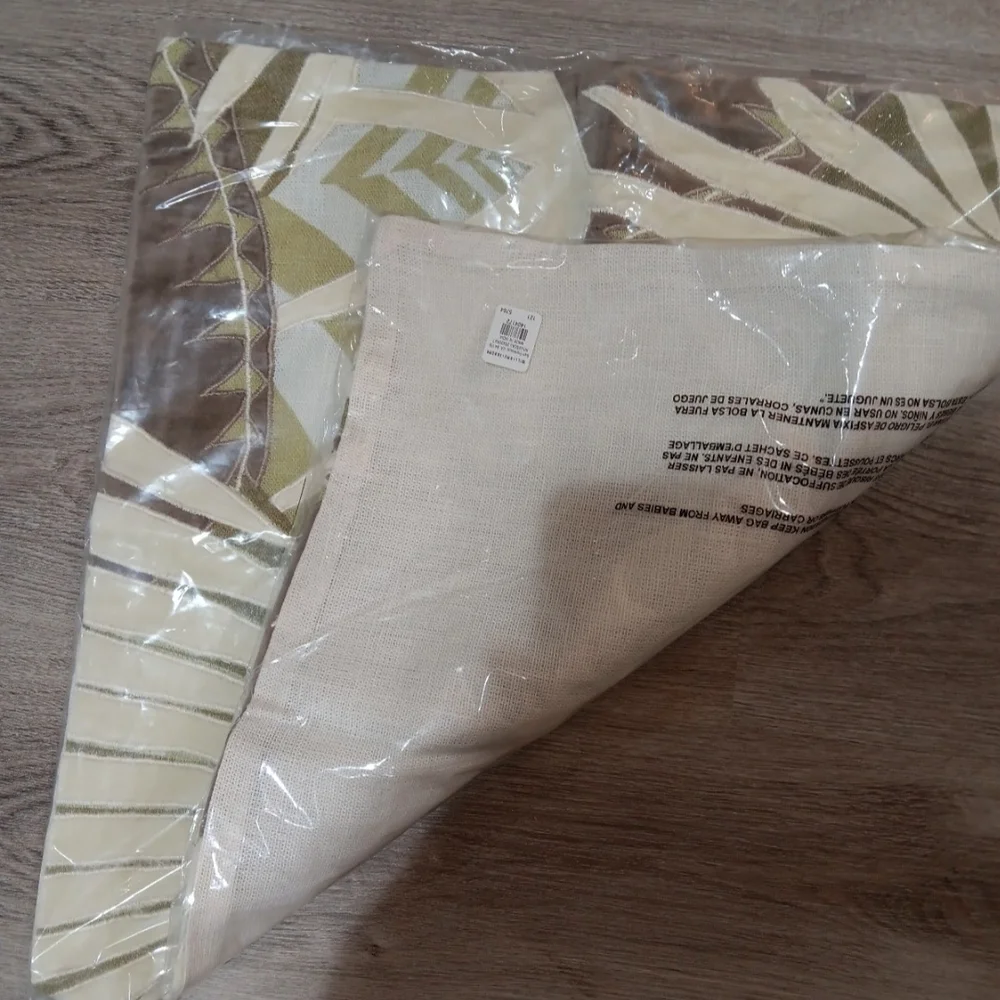 Williams Sonoma Cream and Brown Zippered Sham